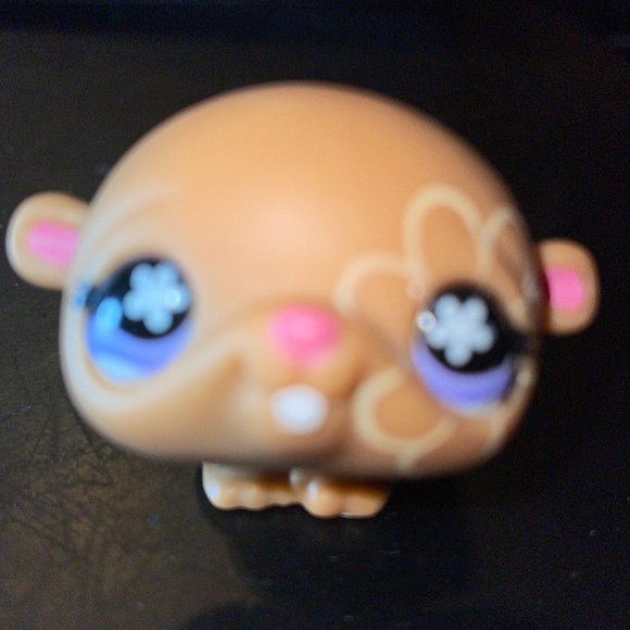 Littlest Pet Shop LPS Brown Hamster Purple Flowered-Eyed 2007, VERY RARE - Picture 6 of 7